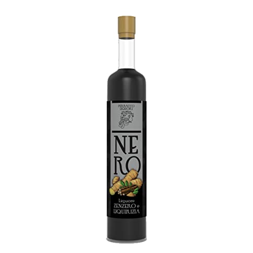 Perbacco Liquori | Nero | liquore alla liquirizia e zenzero digestivo artigianale naturale con liquirizia purissima - 50cl
