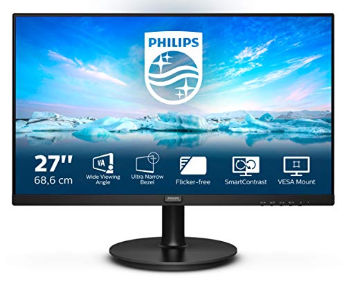 Philips 271V8L Monitor 27  LED VA Full HD, 1920 x 1080, Gaming Adaptive Sync, 75 Hz, HDMI, VGA, attacco VESA, Nero
