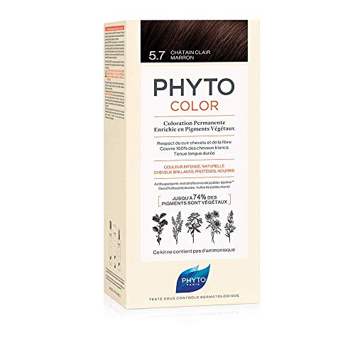Phyto Phytocolor 5.7 Castano Chiaro Tabacco Colorazione Permanente senza Ammoniaca, 100 % Copertura Capelli Bianchi