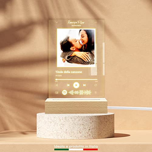 Pixel Artigiani Digitali Spotify personalizzato luce notturna targa musicale luminosa personalizzata plexiglas idea regalo foto compleanno fidanzati san valentino anniversario festa mamma papà Natale