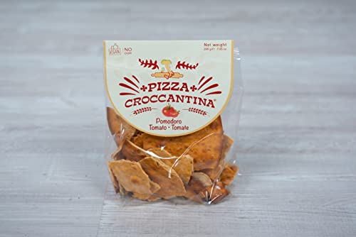 PIZZA CROCCANTINA - Pizza Croccante cotta al Forno, con Olio Extra Vergine di Oliva, 100% Made In Italy. Ideale come snack salati o aperitivo. Gusto Pomodoro. Senza conservanti. 3 x 200 grammi.