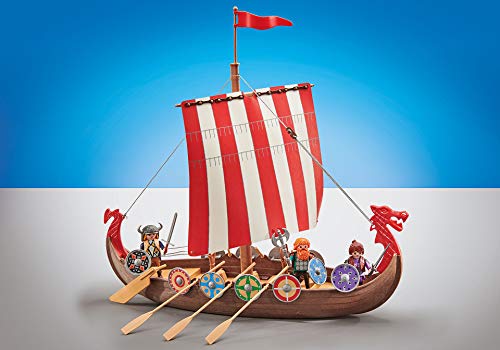 Playmobil - 9891 - History - Drakkar e 3 Vikings - In confezione Plastica, No scatola di Cartone Blu