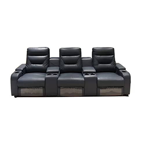 Poltrona reclinabile elettrica manuale relax massaggio sedia girevole teatro soggiorno divano funzionale in vera pelle nordico moderno, 3 posti elettrico