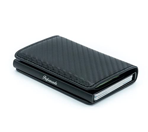 Portafoglio Performante uomo nero- con sottile Clip RFID - Porta carte - Portafogli porta tessere slim tascabile - portadocumenti. (carbonio) Regalo