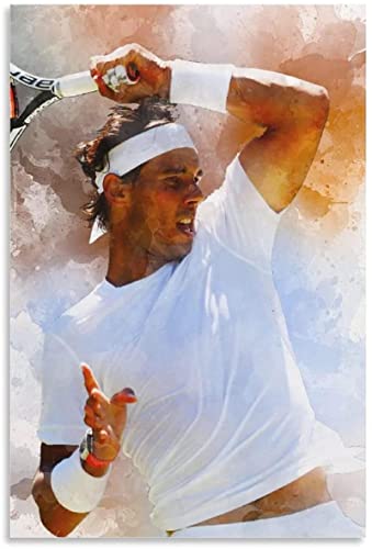Poster E Stampe 60X90cm Tennista Rafael NadalTennista Roger Federer Poster Canvas Wall Art Immagini per Camera da Letto Regali Decor Senza Cornice