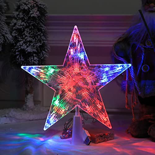 Puntale per Albero di Natale,Liuer Albero di Natale Topper LED Christmas Tree LED Stella Albero di Natale Decorazione(Colore)