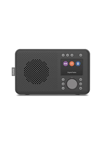 Pure Elan DAB+ - Radio DAB+ portatile con Bluetooth 5.0 (DAB DAB+ e radio FM, display a colori TFT, 20 stazioni, tasti preimpostati, connettore jack da 3,5 mm, funzionamento a batteria, USB), carbone