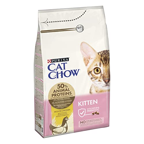 Purina Cat Chow Kitten Crocchette Gatti Ricco in Pollo, 6 Confezioni da 1,5 kg