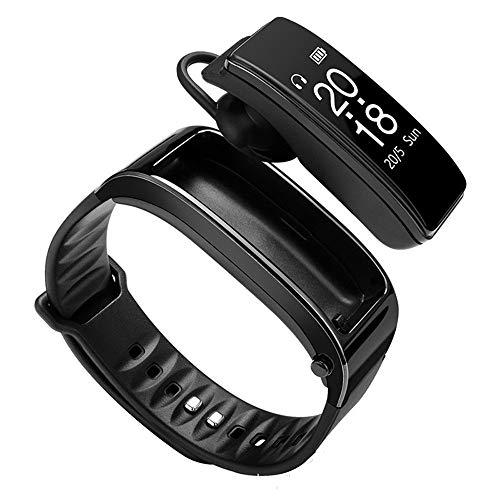 QUARKJK Fitness Tracker TalkBand 2 in1 Smart Bracelet Watch Auricolare Bluetooth Cardiofrequenzimetro Vivavoce Chiama Musica Goditi l auricolare Smartwatch,Black
