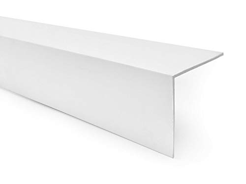 Quest Paraspigoli con profilo angolare in PVC, autoadesivo, listello angolare, da 150 cm e 20 x 20 mm, di colore bianco