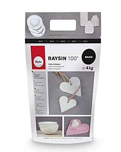 Rayher 34409102 Raysin 100 Polvere di Ceramica, Gesso da Colare, Sacchetto 4 kg, Asciuga all’Aria, Inodore, per Uso Hobbistico e Progetti Creativi, Colore Bianco