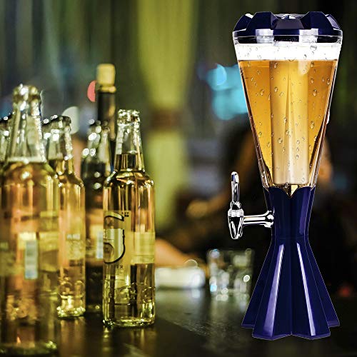REAWOW Dispenser per bevande con distributore di torri da birra da 3 litri con etichetta per fusti per tubi di ghiaccio …