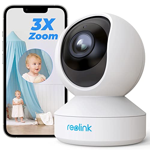 Reolink 5MP PTZ Telecamera WiFi Interno con WiFi 2,4 5 GHz, Videocamera Sorveglianza, 3X Zoom, Sirena &Audio Bidirezionale, Rilevazione del Movimento Baby Monitor, 7 Giorni di Cloud Gratuito, E1 Zoom