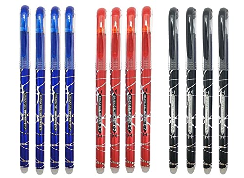RHardware 12 penne a inchiostro blu, rossa, nero cancellabile in ge...