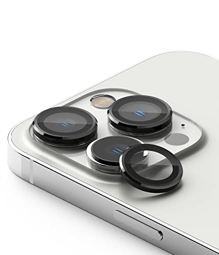 Ringke Camera Lens Frame Glass Compatibile con iPhone 14 Pro Max (6.7  ) e iPhone 14 Pro (6.1  ), Protezione Fotocamera Lenti Cover in Vetro Temperato, Telaio Alluminio - Black Nero