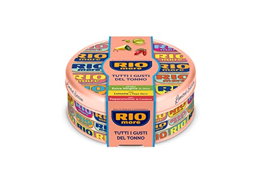 Rio Mare Limited Edition con Tonno all’Olio di Oliva in Gusti Assortiti, Scatola Decorativa in Latta Pop Art, 12 x 80g