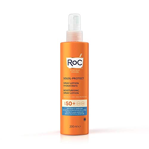 RoC - Lozione Spray Idratante Soleil-Protect SPF 50 - Crema Solare non Grassa - Alta Protezione - Resistente all Acqua - 200 ml