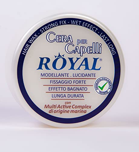 Royal Cera Per Capelli, Aqua Wax, Cera Modellante Lucidante, Fissaggio Forte. 100 ML. Profumata.