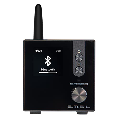 S.M.S.L SA300 Amplificatore digitale HiFi, chip MA12070 di Infineon 80W x 2 amplificatore di potenza classe D, ingresso RCA USB Bluetooth 5.0 APTX, modalità EQ multiple con telecomando (Nero)