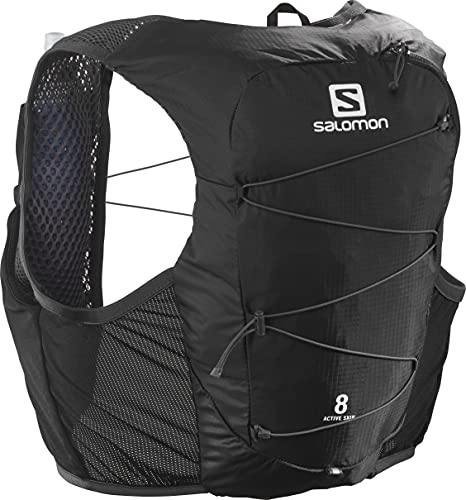 Salomon Active Skin 8 Set Gilet d Idratazione Unisex, con Borraccia Morbida (2 x 500ml), Corsa, Trail Running, e Trekking, Nero, Extra Small