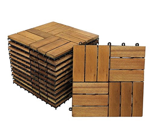 SAM - Set di mattonelle in legno, da balcone, 11 pz, in legno di ...