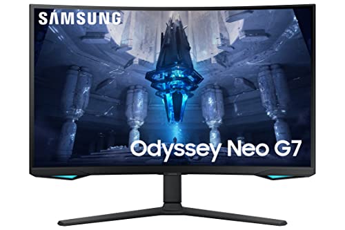 Samsung Monitor Gaming Odyssey Neo G7 (S32BG750), Curvo (1000R), 32  , 3840x2160 (UHD 4K), Mini-LED, HDR10+, VA, 165 Hz, 1 ms, Freesync Premium Pro, HDMI, USB, Display Port, Ingresso Audio, HAS, Pivot