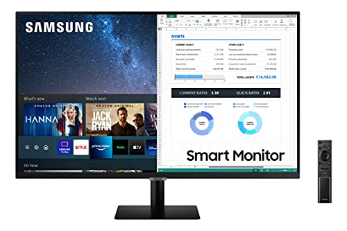 Samsung Smart Monitor M5 (S32AM502), Flat 32 , 16:9, 1920x1080 (Full HD), Piattaforma Smart TV (Amazon Video, Netflix), Airplay, Mirroring, Office 365, Wireless Dex, Casse Integrate, WiFi, HDMI, USB