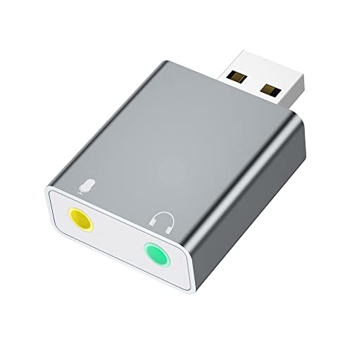 Scheda Audio USB Esterna, Alluminio Adattatore Audio da USB a Jack 3.5mm per Cuffie Microfono Stereo Casse Compatibile con Windows, Mac OS, Linux, PS5, Plug And Play