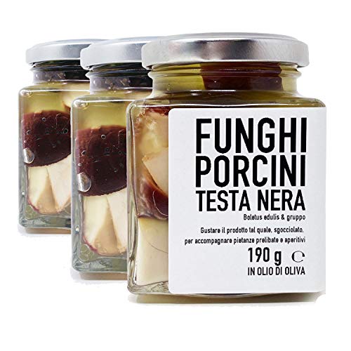 Scherini Valtellina - vasi funghi porcini in olio di oliva TESTA NERA (190g x 3)