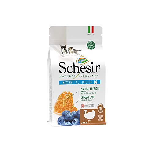 Schesir, Cibo Secco Completo e bilanciato per Gatti Cuccioli Linea Natural Selection Ricco in Tacchino, in crocchette - Formato Sacco da 1,4 kg