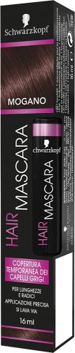Schwarzkopf Hair Mascara, Mascara Temporaneo per Capelli, Copertura Temporanea dei Capelli Grigi, Colore Mogano, Formato da 16 ml