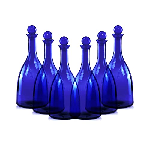 Set 6 pezzi Bottiglia in vetro per acqua solarizzata colore blu mod...