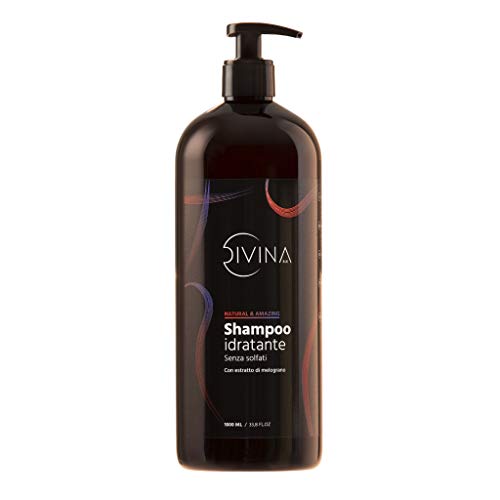 Shampoo Idratante per capelli mossi, ricci, super-ricci, afro Natural&Amazing di DIVINA BLK con estratti di melograno (1000ml)