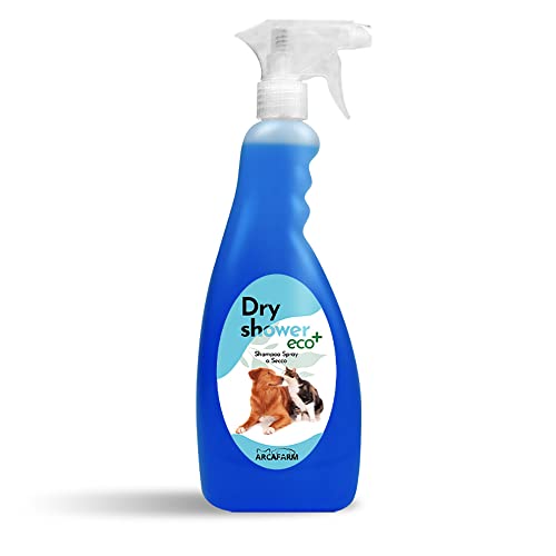 Shampoo Secco Naturale per Cani e Gatti Dry Shower 750 ml Spray, senza bisogno di acqua e risciacquo, pulisce sporco polvere macchie da manto, rende pelo lucido e setoso, per lavaggio e doccia veloce