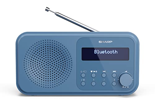 Shap DR-P420(BL) - Radio DAB+ DAB FM compatta e portatile con streaming audio senza ﬁli Bluetooth e alimentazione tramite USB o batteria, colore blu