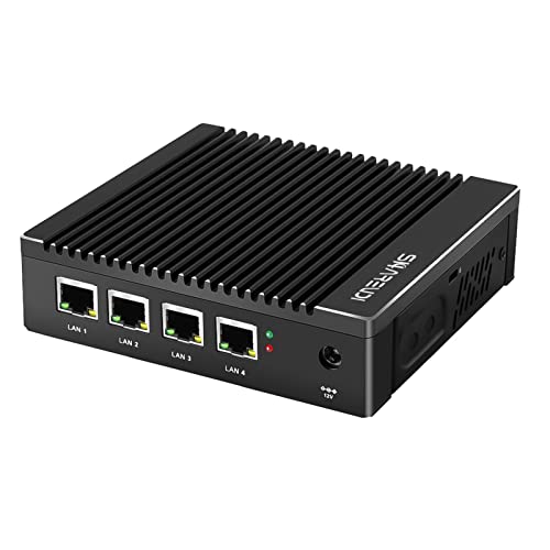 Sharevdi Mini PC router senza ventola, dispositivo firewall Mirco, 4 porte LAN Intel 2.5GbE I225, mini computer Celeron J4125 Quad Core, supporto AES-NI, 8GB DDR4 128GB mSATA.
