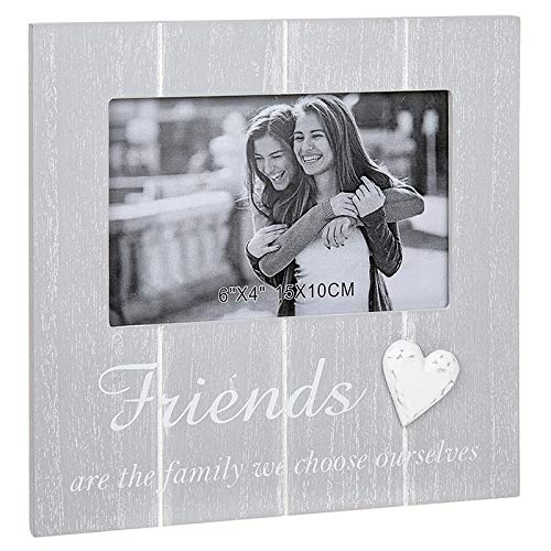 Shudehill Giftware - Cornice portafoto, motivo Friends are the family we choose ourselves, colore grigio chiaro, 15 x 10 cm