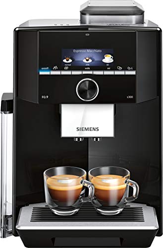 Siemens EQ9 Plus s300 TI923309RW - Macchina da caffè automatica con schermo TFT - Vassoio per grani e serbatoio caffè macinato - 11 ricette caffè - iAroma System - Colore: Nero