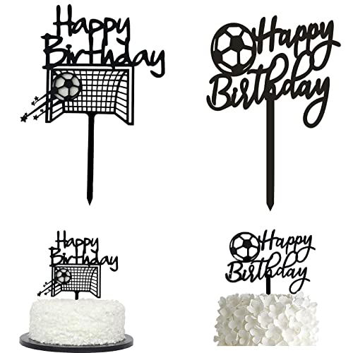 Silars Decorazioni Torta Compleanno Calcio, 2pz Topper Torta Acrilico Calcio Cake Topper Compleanno, Cake Topper Calcio in Acrilico per Torta Festa Compleanno fai da te