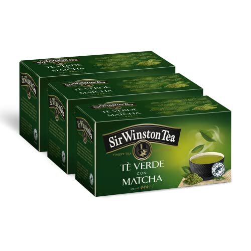 Sir Winston Tea, Tè Verde Matcha, 60 Filtri (3 Confezioni da 20 Filtri), Un Classico della Tradizione Giapponese, Certificato RFA, Senza Lattosio, Glutine e Allergeni, Vegan