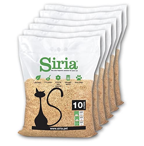 Siria 60 Litri~25,8 kg (Set 6 Sacchi da 10 Litri~4,3 kg) Sabbia Lettiera Gatti Agglomerante e Ecologica