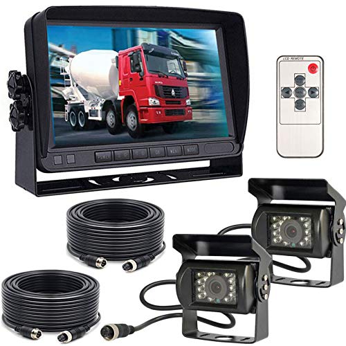 Sistema di monitoraggio della telecamera di backup del veicolo, 7 pollici TFT LCD Monitor +2x 18LEDs Impermeabile Visione Notturna Telecamera per retromarcia per bus camion rimorchio roulotte camper