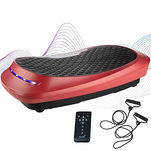 Skandika 4D pedana vibrante V2500 | design curvo, frequenza oscillante,b30 livelli, fino a 32 Hz, bande elastiche di allenamento, telecomando (rosso)
