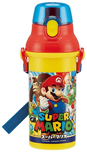 Skater Dritto Bottiglia di plastica di Acqua Potabile con Un Solo Tocco 480ml Super Mario 17 Made in Japan PSB5SAN