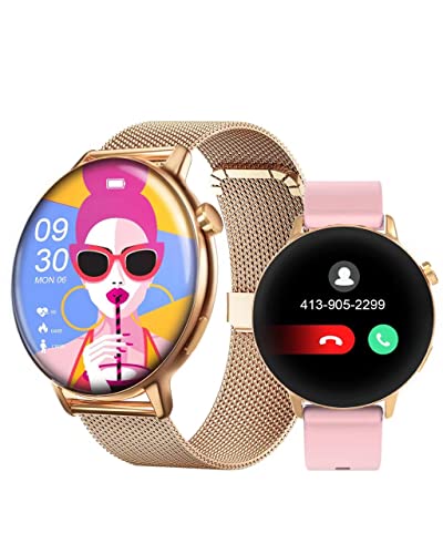 Smartwatch Donna Chiamate 1,32   HD Touchscreen Orologio Tracker Fitness con Risposta Cardiofrequenzimetro Monitor Sonno Contapassi Cronometro Smart Watch per Android iPhone