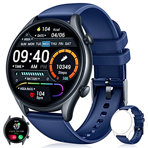 Smartwatch Orologio Fitness Uomo Impermeabile: Digitale Smart Watch Full Touch 1,32 Pollici Cardiofrequenzimetro Da Polso Contapassi Pressione Sanguigna Calorie Sportivo Activity Tracker Android ios