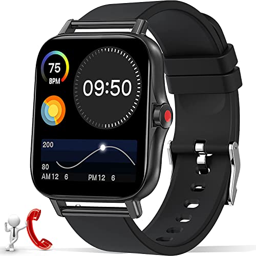 Smartwatch Uomo Chiamata Bluetooth e Risposta Vivavoce, Smart Watch da 1,7   SpO2 Cardiofrequenzimetro, Orologio Fitness 10 Modalità Sport Notifiche Messaggi WhatsApp per Android iOS Nero