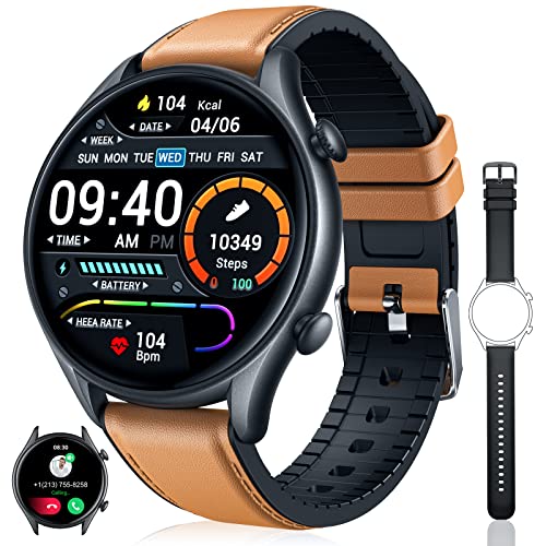 Smartwatch Uomo Chiamata Bluetooth e Risposta Vivavoce - Orologio Fitness con Contapassi Cardiofrequenzimetro da Polso Pressione Sanguigna Calorie Impermeabile Smart Watch Uomo per Android iPhone