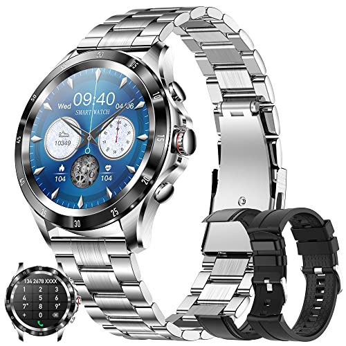 Smartwatch Uomo con Chiamate Bluetooth, 1,32   Orologio da Polso Fitness Tracker, IP68 Impermeabile Cardiofrequenzimetro Contapassi Activity Tracker Smart Watch per Android IOS( Nero Argento)