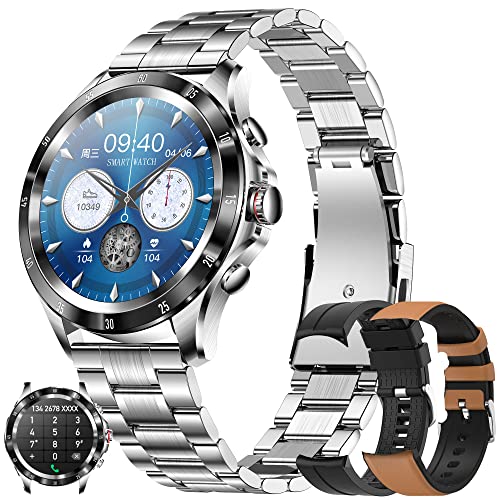 Smartwatch Uomo con Chiamate Bluetooth, Orologio Fitness Smart Watch IP68 Impermeabile con SpO2, Cardiofrequenzimetro Sportivo Activity Tracker 20 Modalità Sportivo per Android iOS(Nero Argento)